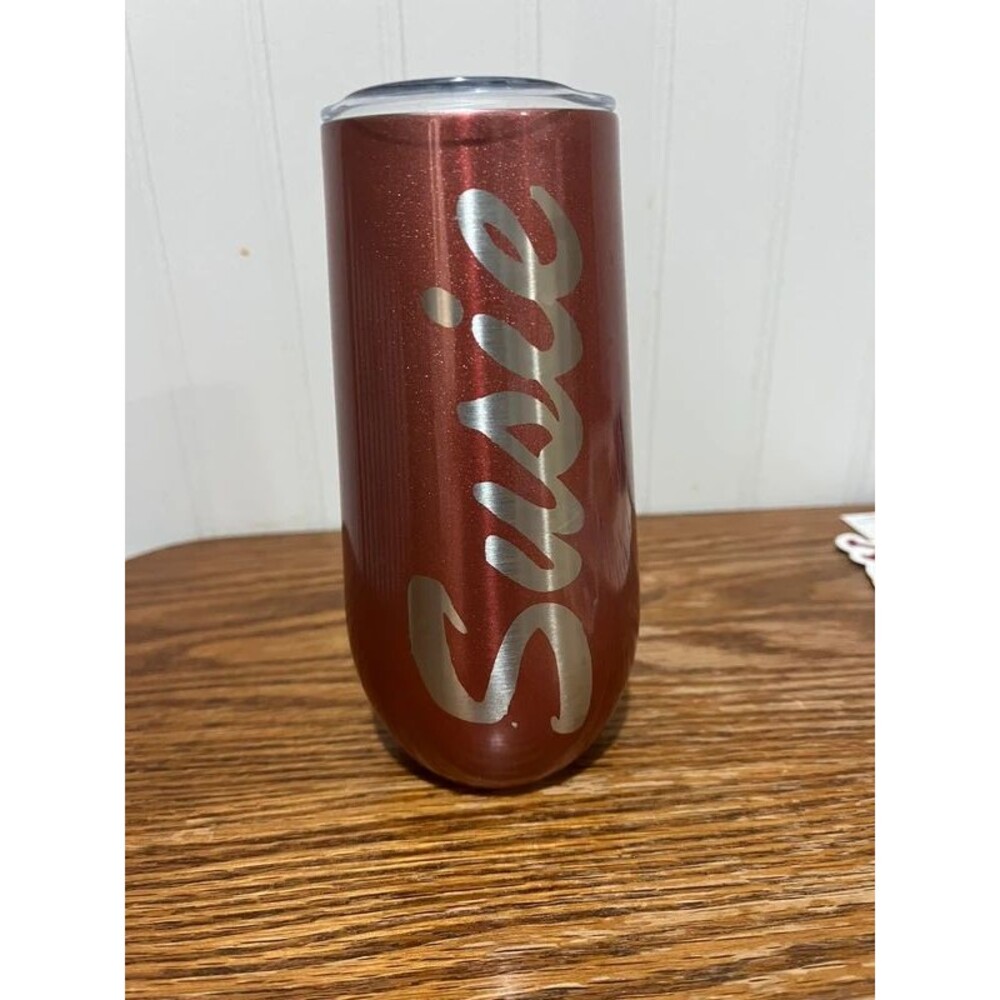 “Susie” name small pink sparkly tumbler